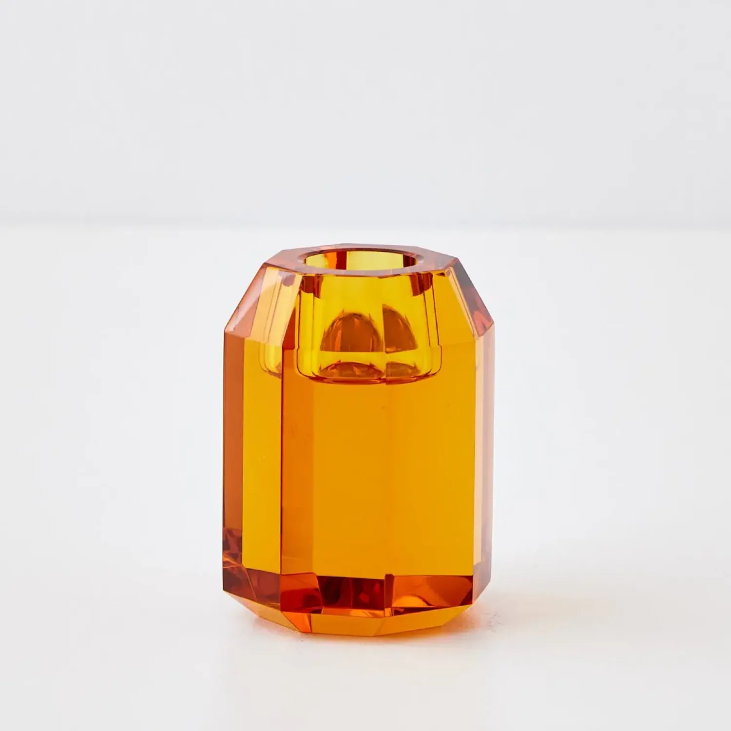 GigiandTom Briolette Crystal Taper Candle Holder Amber* Candle Holders