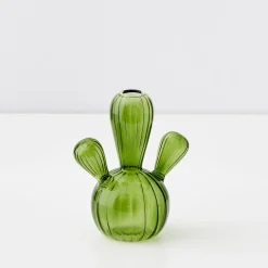 GigiandTom Cactus Small Coloured Glass Vase Green* Vases
