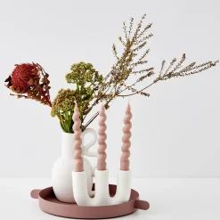 GigiandTom Candelabra Ceramic Taper Candle Holder White* Candle Holders