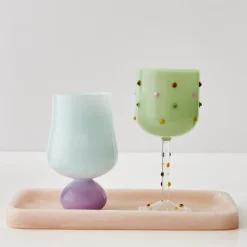 GigiandTom Dotted Wine Glass Green* Wine Glasses