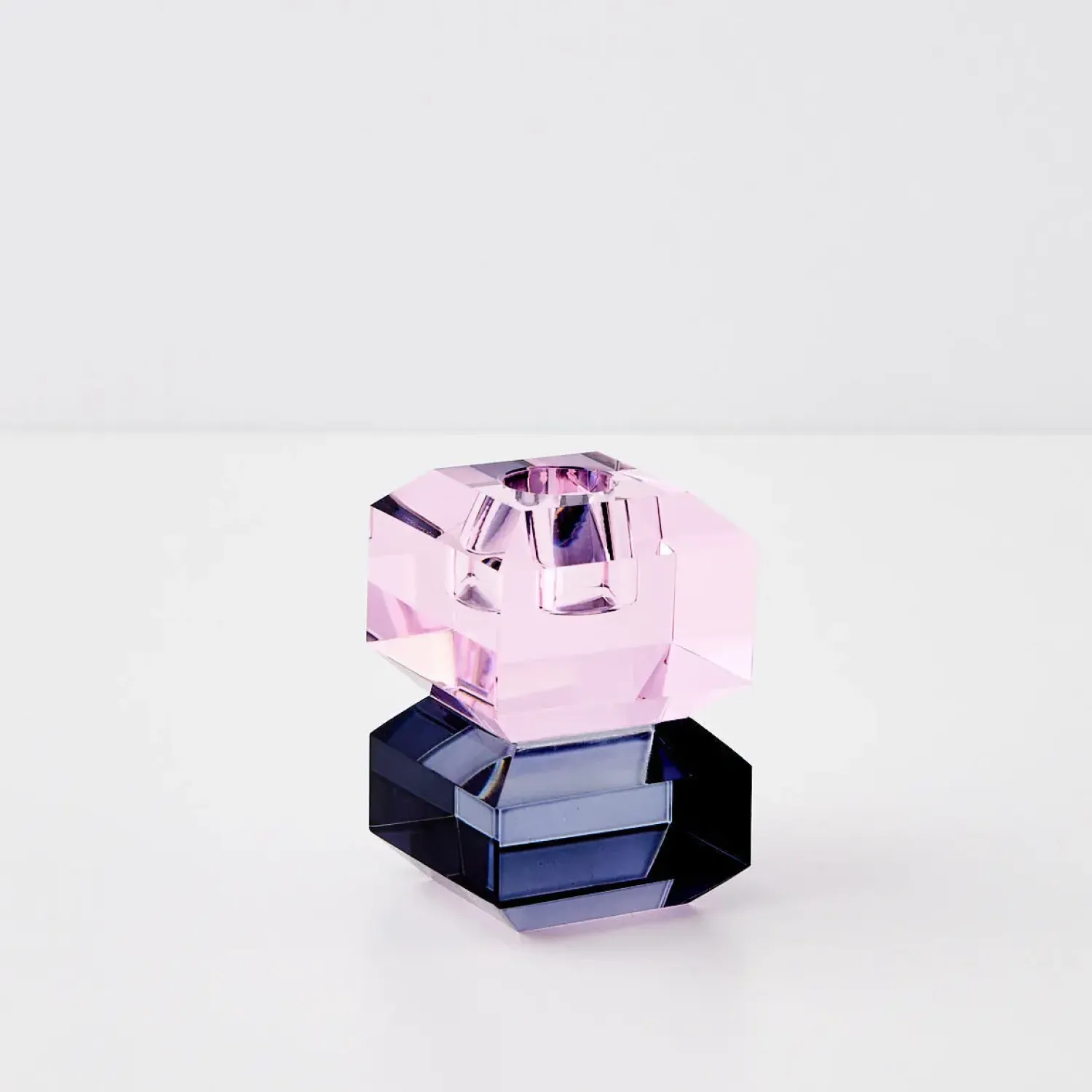 GigiandTom Edgy Crystal Taper Candle Holder Smoke Pink* Candle Holders