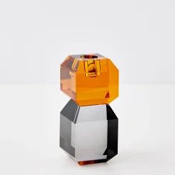 GigiandTom Edgy Crystal Taper Candle Holder Amber Smoke* Candle Holders