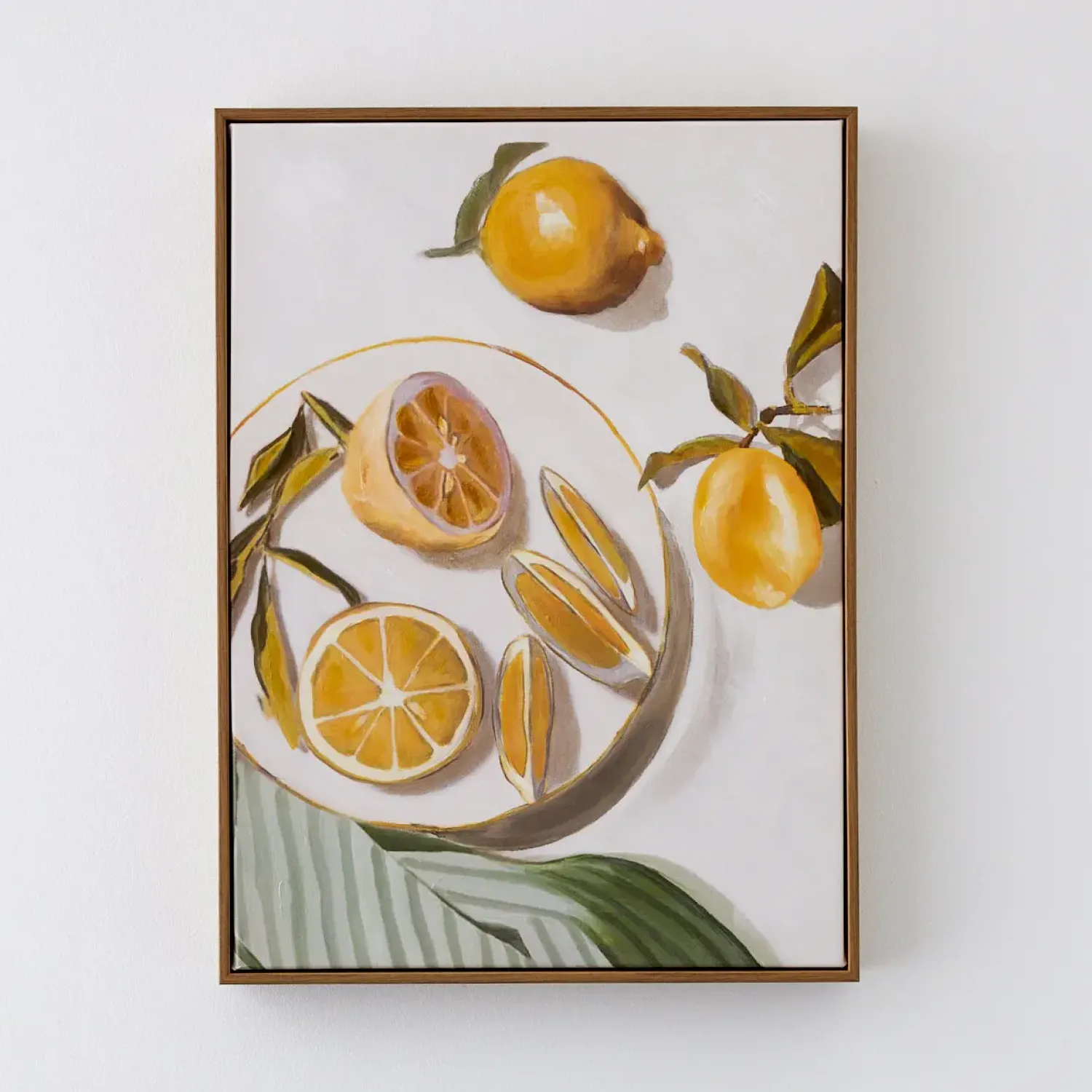 GigiandTom Lemon Slices Framed Canvas Oil Painting* Wall Art