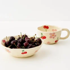 GigiandTom Painted Cherry Ceramic Bowl Red* Tableware