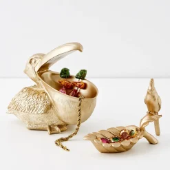 GigiandTom Penny The Parrot Resin Decorative Tray Gold* Decorative Objects & Trays