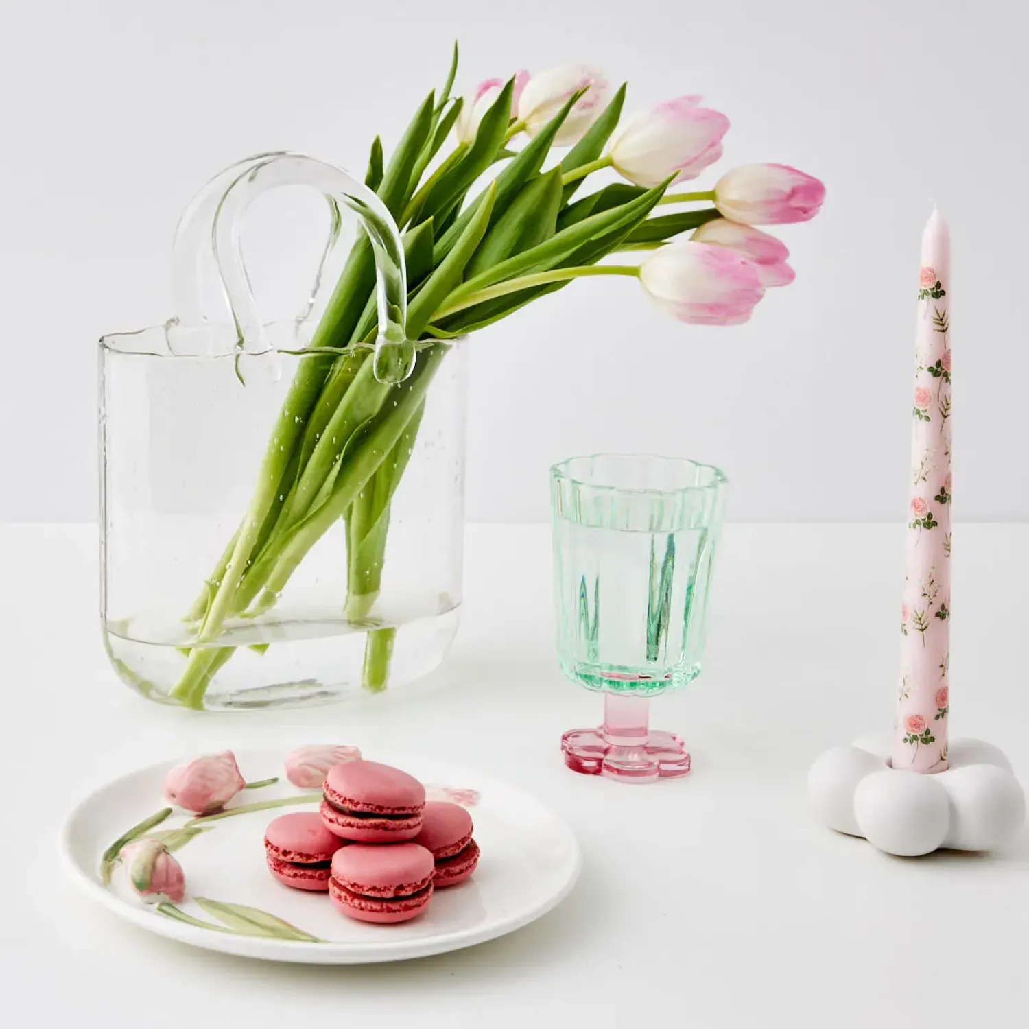 GigiandTom Posie Ribbed Wine Glass Green* Wine Glasses