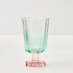 GigiandTom Posie Ribbed Wine Glass Green* Wine Glasses