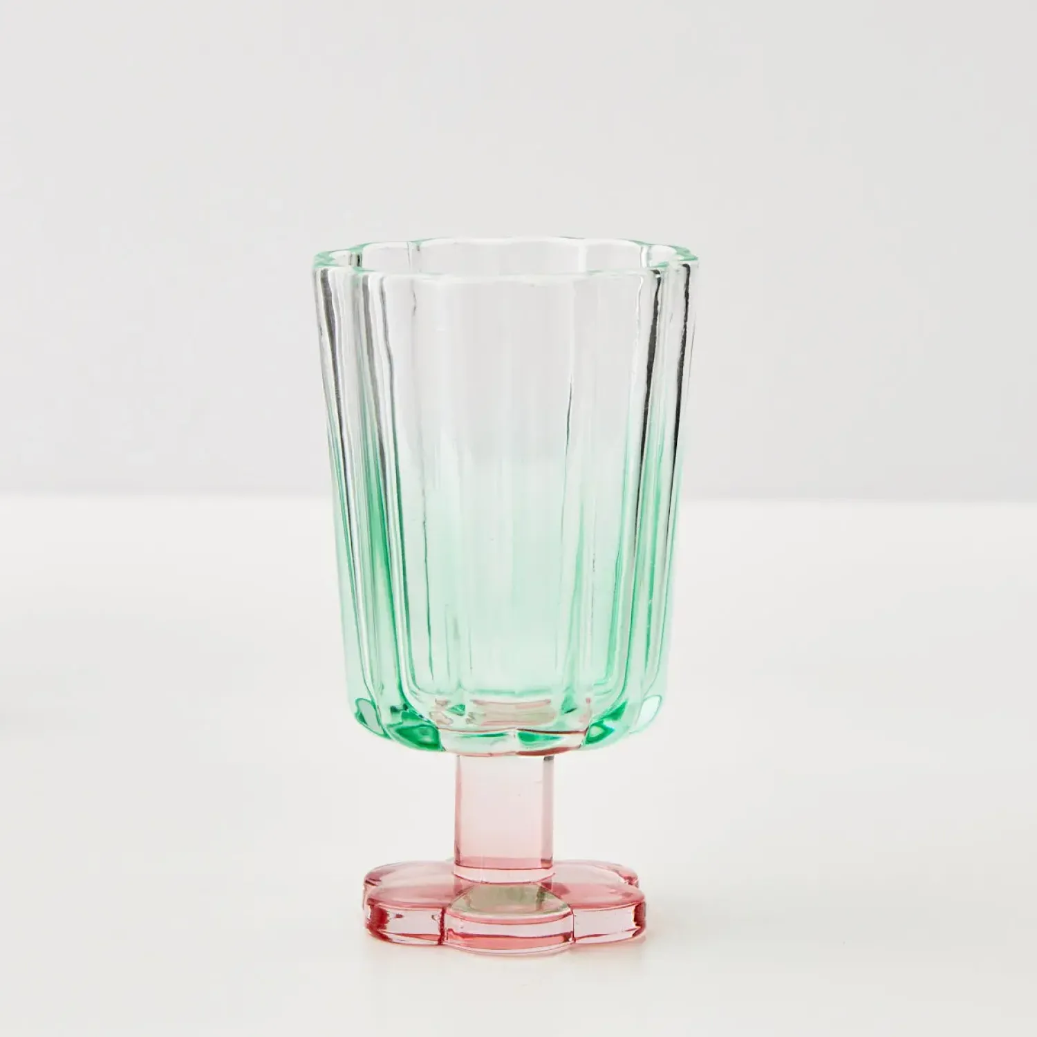 GigiandTom Posie Ribbed Wine Glass Green* Wine Glasses