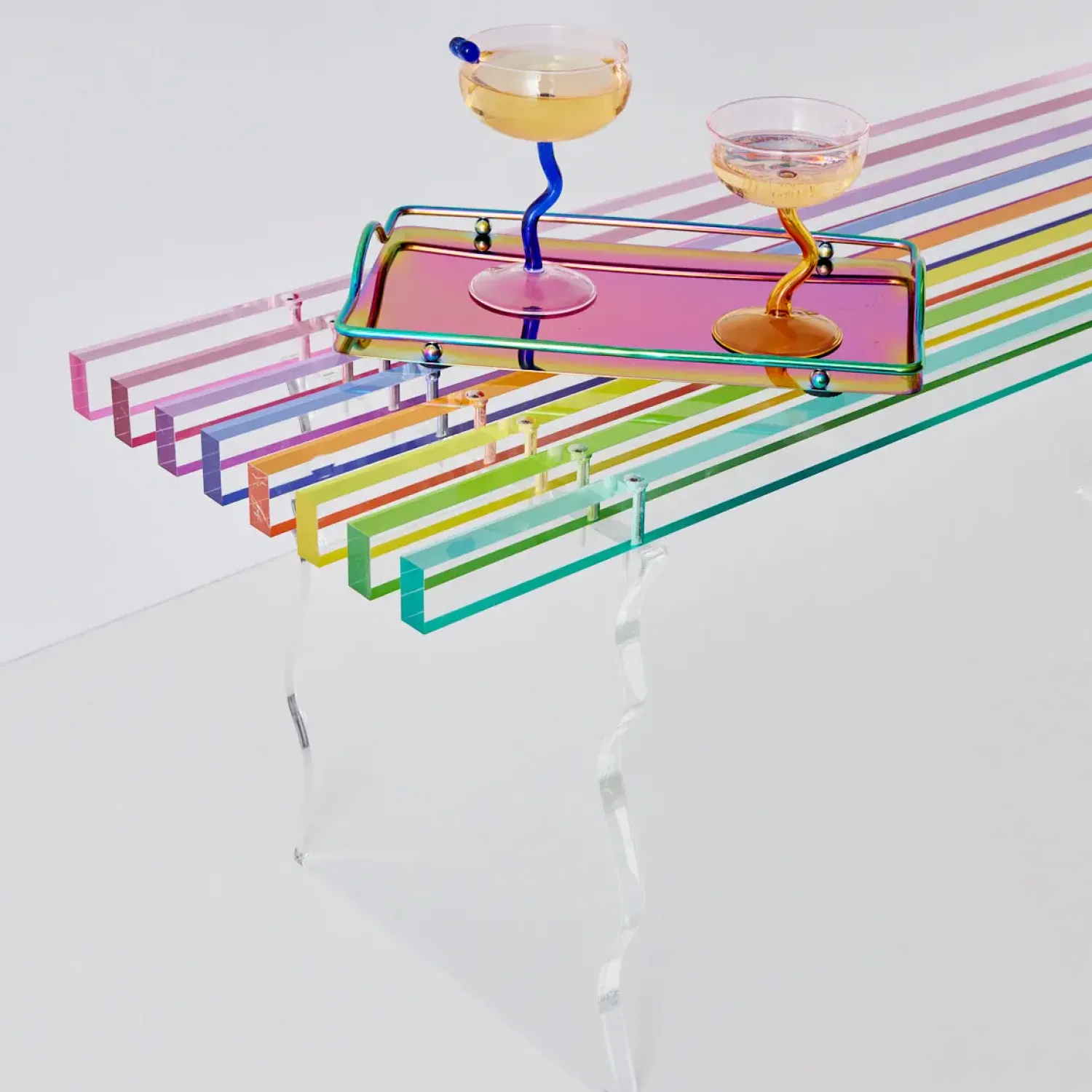 GigiandTom Rainbow Acrylic Side Bench Seat* Furniture