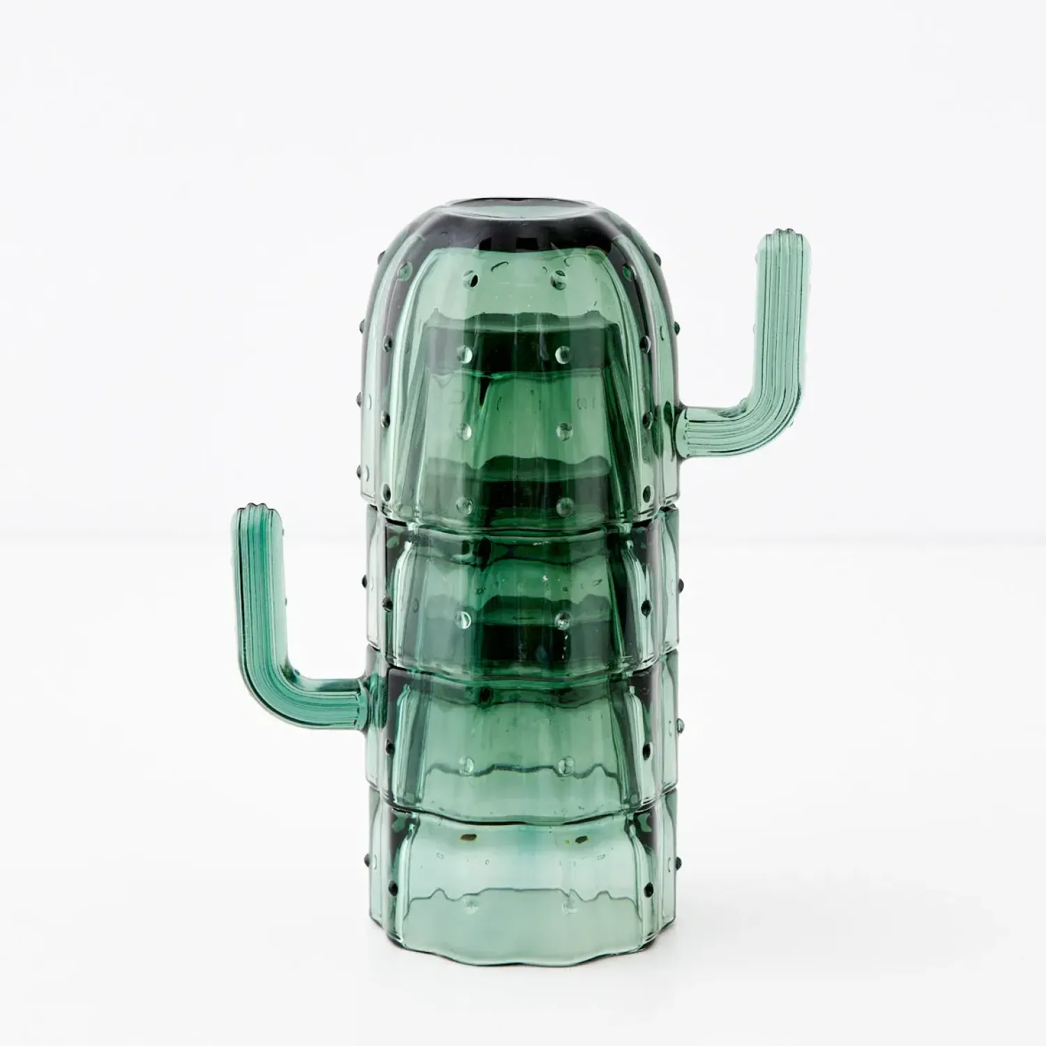 GigiandTom Saguaro Cactus Glass Set Of 4 Green* Drinkware