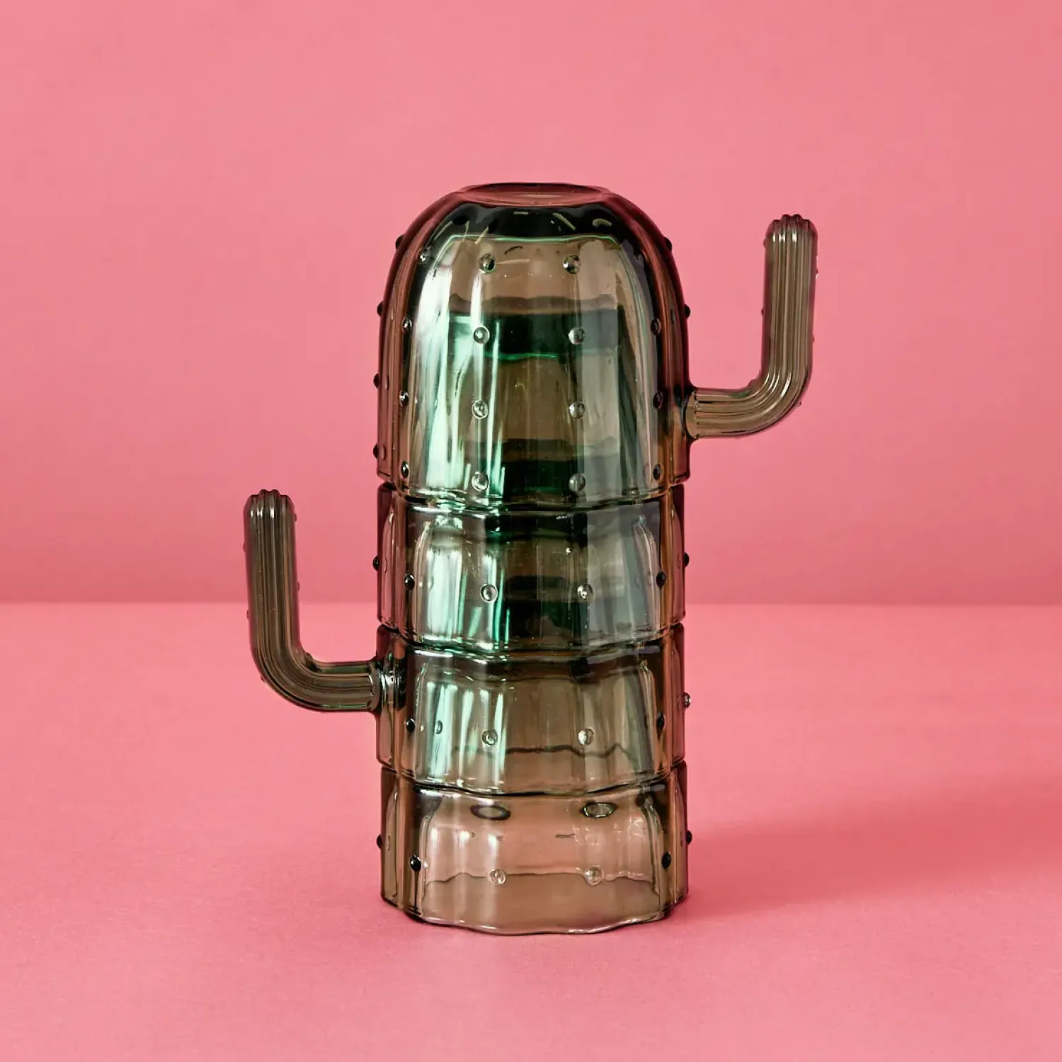 GigiandTom Saguaro Cactus Glass Set Of 4 Green* Drinkware