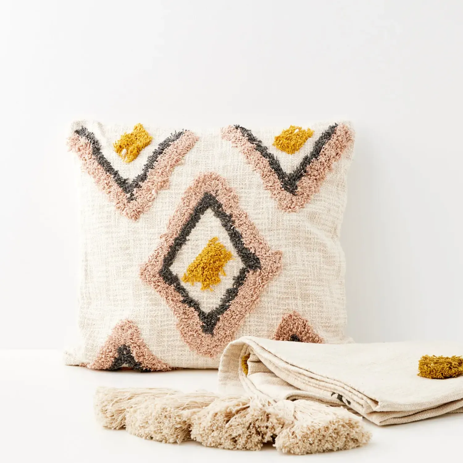 GigiandTom Spring Cotton Throw Blanket Off White* Cushions & Throws