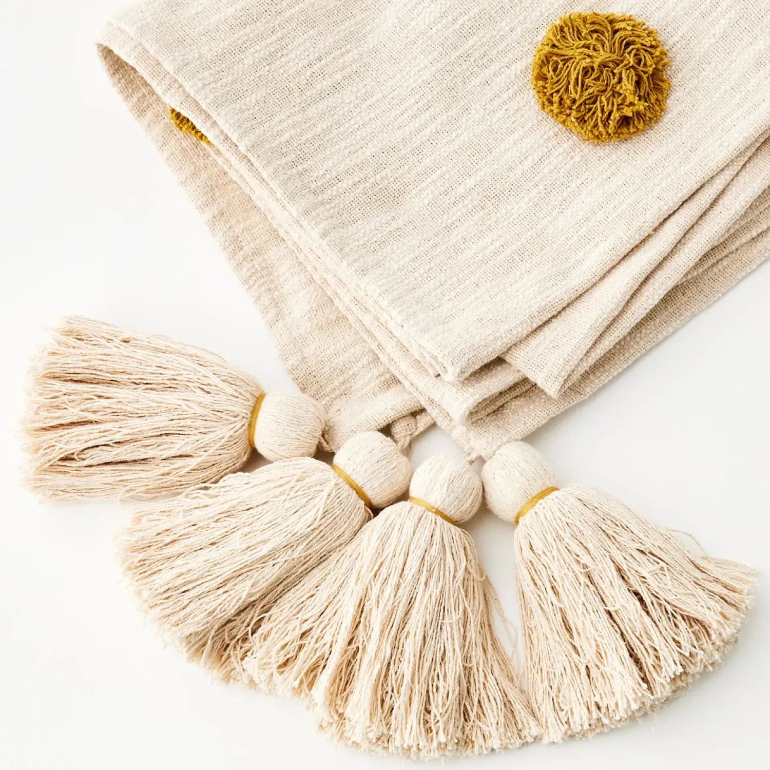 GigiandTom Spring Cotton Throw Blanket Off White* Cushions & Throws