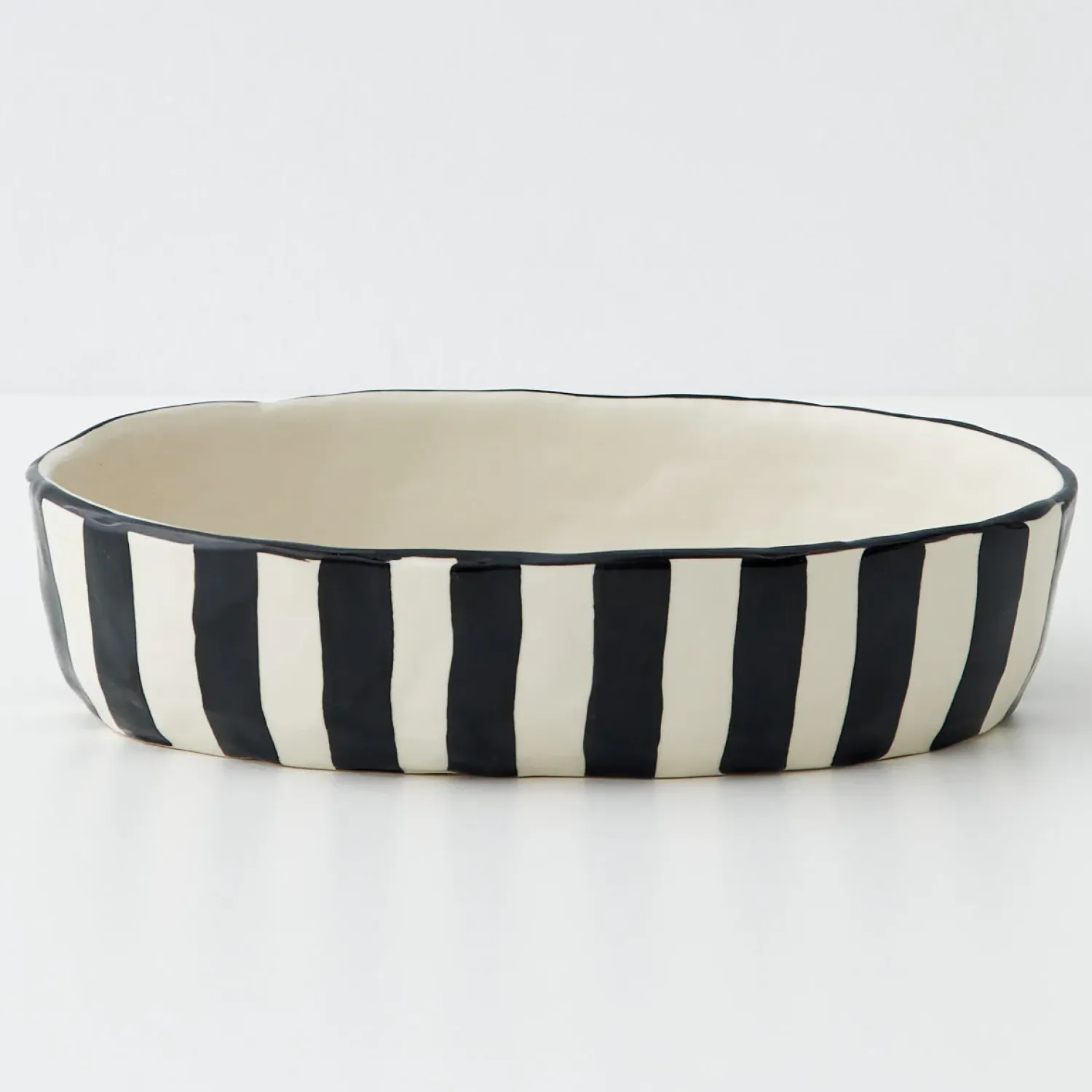 GigiandTom Stripe Shallow Ceramic Serving Bowl* Serveware